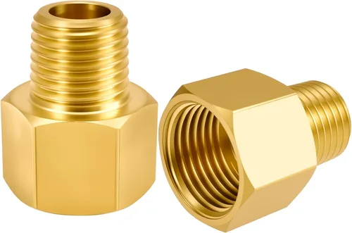 Vista 19 de SDTC Tech Juego de 2 adaptadores de tubería de latón 1/2 NPT rosca macho a 1/2 NPT rosca hembra reductor, conectores de extensión de tubería
