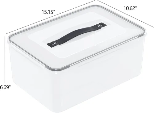 Vista 2 de Paquete de 4 recipientes herméticos de plástico transparente para almacenamiento de alimentos, caja de plástico de 15 cuartos de galón con tapa