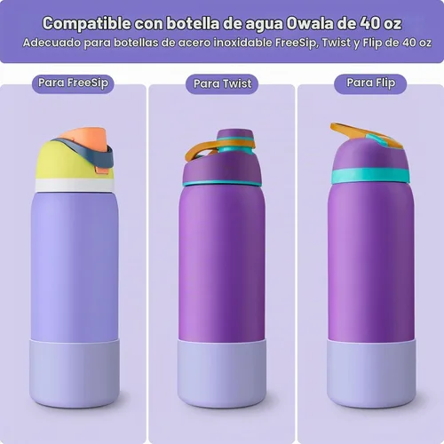 Vista 2 de 2 botas de silicona para botella de agua Owala de 24 onzas, 32 onzas, 40 onzas, funda protectora antideslizante para botellas de agua de acero