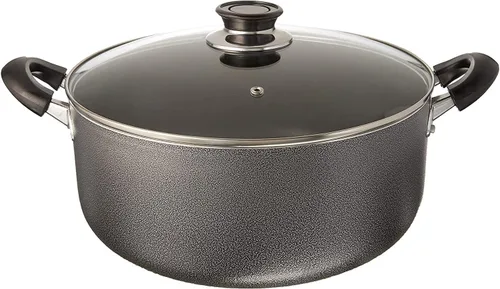 Vista 2 de Uniware Olla de aluminio antiadherente con tapa de vidrio, color negro (10 cuartos de galón)