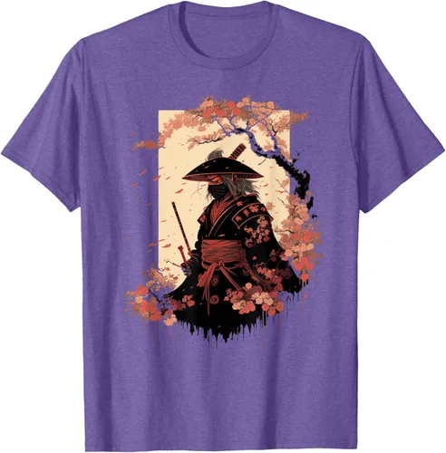 Vista 6 de Camiseta estética vintage samurái de arte japonés samurái retro cereza, Negro