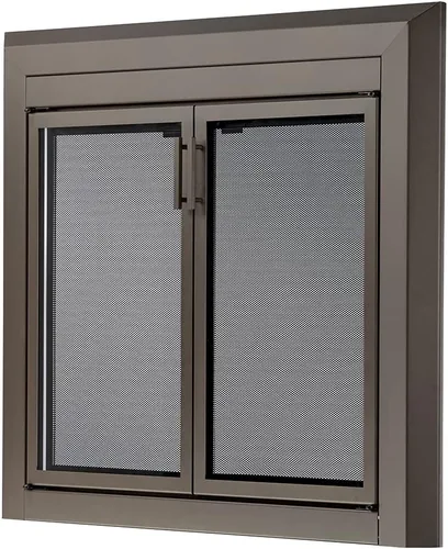 Vista 2 de UniFlame - Logan - Puertas de chimenea estilo gabinete con vidrio templado ahumado