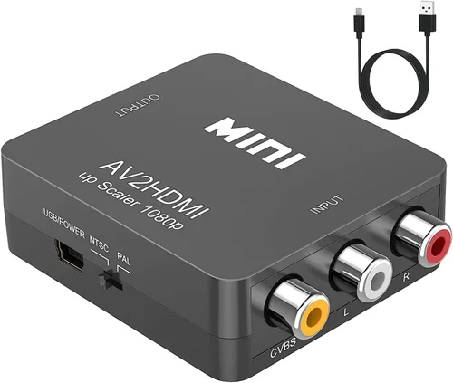 Vista 8 de ABLEWE RCA a HDMI, Convertidor de AV a HDMI, Adaptador convertidor de audio y video de 1080P Mini RCA Compuesto CVBS Compatible con PAL/NTSC
