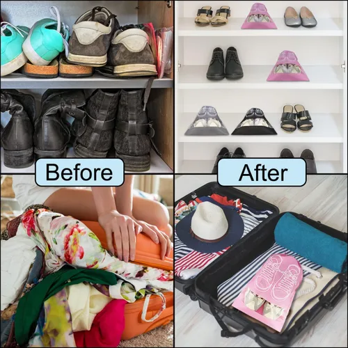 Vista 4 de 10 bolsas de viaje para zapatos con cuerda, organizador grande de zapatos, bolsa organizadora para hombres y mujeres, bolsas transparentes