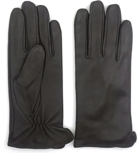 Vista 6 de ZLUXURQ Guantes de cuero suave italiano de lujo para mujer, guantes de piel de oveja genuina para mujer, guantes de clima frío con forro de cachemira
