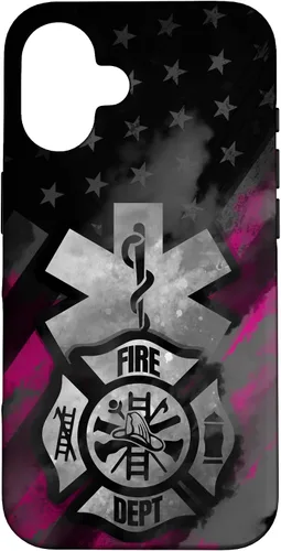 Vista 32 de EMT EMS Firefighter Pink Smoke Line USA American Flag Case for iPhone 17