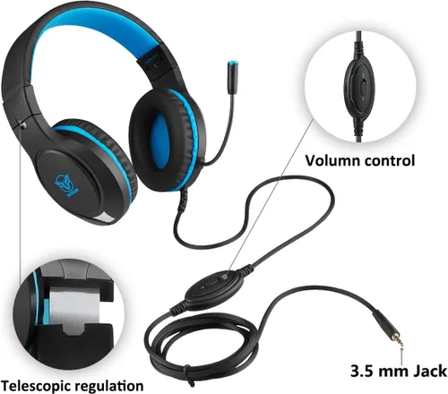 Vista 8 de Auriculares para juegos para Nintendo Switch, Xbox One, PS4, PS5, sonido envolvente de graves y cancelación de ruido con micrófono flexible