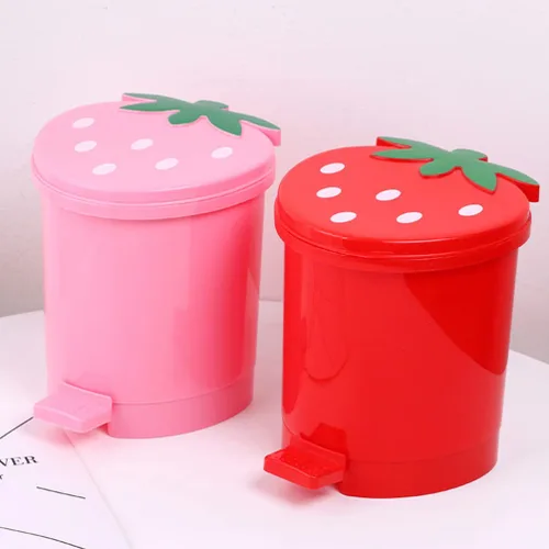 Vista 3 de DOITOOL Mini basurero de escritorio con forma de corazón: cubo de basura de papel pequeño con tapa oscilante, contenedor de basura para encimera