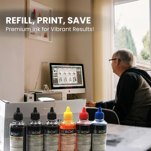 Vista 5 de BCH Kit de recarga de tinta de impresora de 20.3 fl oz para impresoras de inyección de tinta Canon - Compatible con cartuchos de tinta recargables