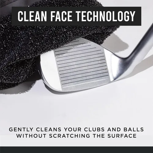 Vista 4 de Club Scrub Bolsa de limpieza para palos de golf y pelotas de golf, forro impermeable con tecnología de cara limpia, clip desmontable, lavable a