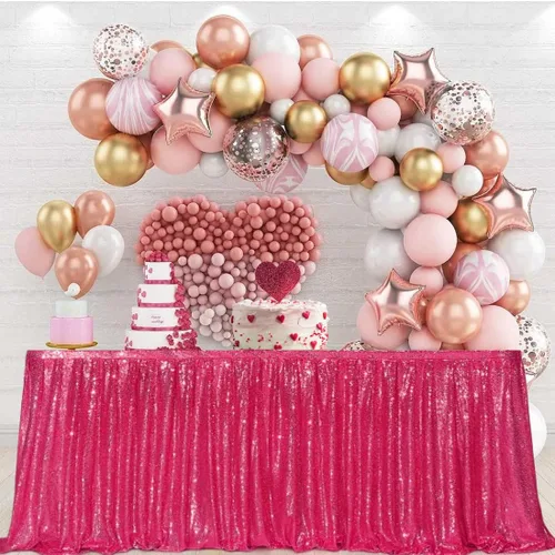 Vista 14 de PartyDelight Falda de mesa de lentejuelas doradas de 4 pies para mesa redonda/rectangular/cuadrada para fiesta de cumpleaños, boda, Navidad