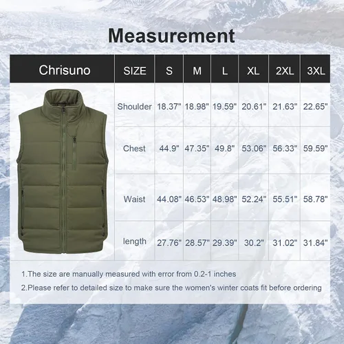Vista 7 de Chrisuno Chaleco de esquí acolchado de invierno ligero para hombre, ropa de abrigo plegable