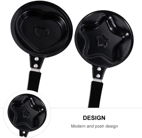 Vista 3 de BESTonZON 2 piezas de estilo sartén antiadherente para hacer huevo, tortilla, estrella, multiusos, panqueques, hierro, forma de cocina, mini huevos