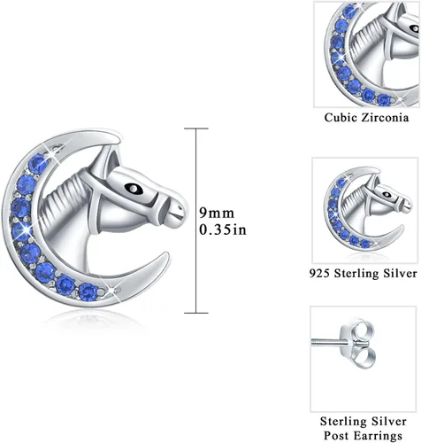 Vista 3 de ECHOOY Horse Stud Earrings 925 Sterling Silver Cute Horse Earrings Hypoallergenic Lucky Horse Jewelry Gifts Horse Lover Gift for Women Girls Teens