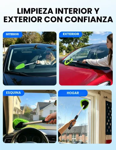 Vista 7 de XINDELL Herramienta de Limpiador de Parabrisas – Kit de Limpieza de Ventanas Interiores de Coche con Mango Extensible y 4 Almohadillas