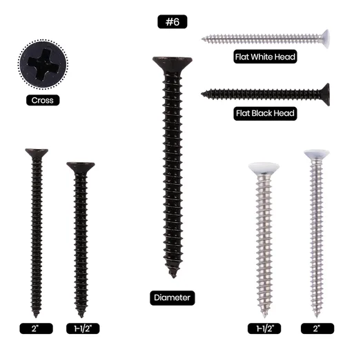 Vista 3 de Venforze Tornillos de madera de cabeza negra, cabeza plana Phillips de acero inoxidable 6 x 1-1/2, 100 unidades, tornillo de acero inoxidable 304