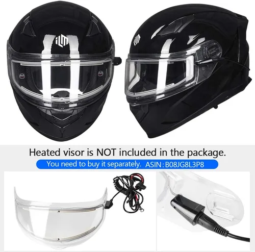 Vista 4 de ILM Cascos para moto de nieve y motocicleta con cara completa, película antiempañante Pinlock para hombres y mujeres, con visera térmica opcional