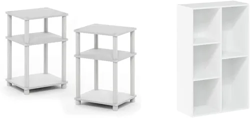 Vista 8 de Furinno Juego de mesa auxiliar y mesa auxiliar de 3 niveles (paquete de 2)