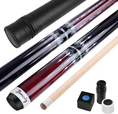 Vista 8 de Kit de Taco de Billar - Palo de Billar de Arce Teñido de 58 Pulgadas con Estuche Duro y Accesorios para Entusiastas del Billar Pool Cue and