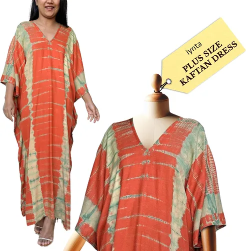 Vista 22 de Vestidos caftán hechos a mano en talla grande para mujer, vestido de gran tamaño teñido anudado, salida de baño para vacaciones y salidas nocturnas