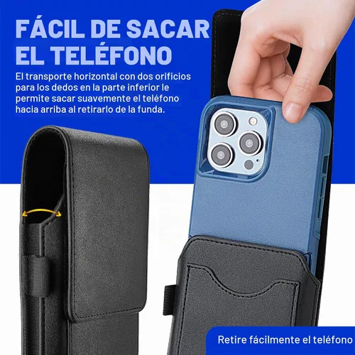 Vista 2 de Mopaclle Funda vertical para teléfono celular con clip y bucle para cinturón, resistente soporte para cinturón de teléfono compatible con iPhone 17