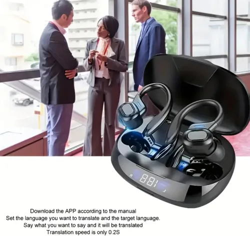 Vista 3 de Auriculares con traductor AI en 144 idiomas - Auriculares inalámbricos Bluetooth en tiempo real