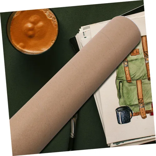 Vista 3 de 2 tubos de correo Kraft con tapas, tubo portador de póster para envío, almacenamiento y protección de obras de arte y documentos, versátil diseño