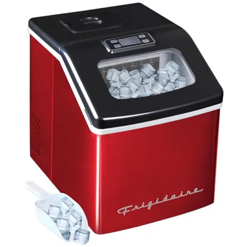 Vista 8 de Frigidaire Máquina de hielo EFIC452, máquina de hielo de acero inoxidable para encimera con ventana transparente, máquina de cubitos de hielo Negro