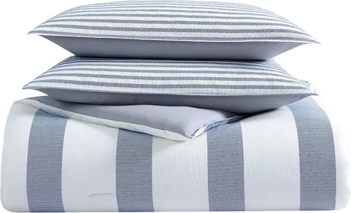 Vista 5 de Nautica - Juego de funda de edredón tamaño individual, ropa de cama reversible de algodón con funda a juego, juego de ropa de cama de inspiración