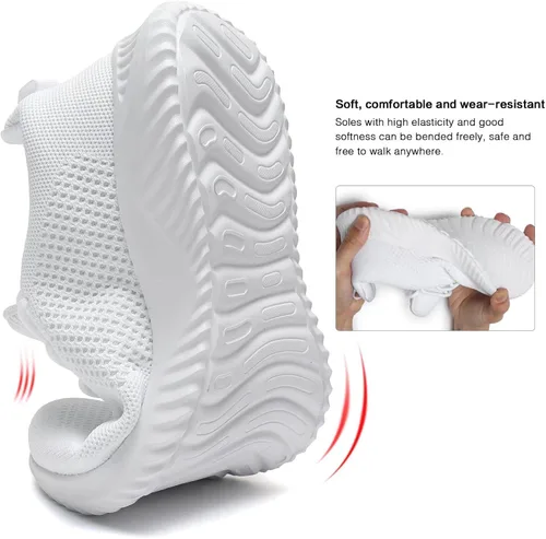 Vista 5 de Wrezatro Zapatos para caminar para hombre, ultraligeros, transpirables, antideslizantes, informales, de moda, de malla, para entrenamiento, deportes