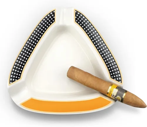 Vista 5 de Cenicero triangular para cigarros, grande para exteriores, para patio, exterior, interior, cenicero, regalos para hombres (blanco)