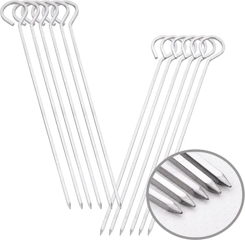 Vista 8 de Pinchos de barbacoa de 10 pulgadas, palitos de metal para barbacoa, paquete de 12 pinchos cuadrados de acero inoxidable, kebob, juegos de kabob