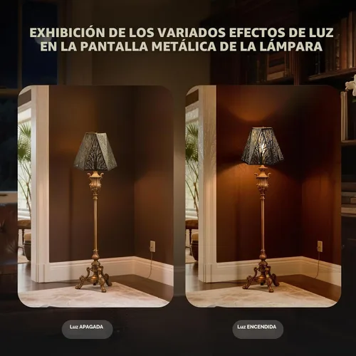 Vista 6 de Pantalla de lámpara de metal grabado, pantalla de lámpara hexagonal con exterior de bronce antiguo y interior chapado en oro, 7" superior x 13.8