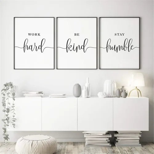 Vista 10 de NATVVA Pósteres de lienzo blanco y negro con texto en inglés "Eat Pray Love", impresiones artísticas de 3 piezas con marco interior de madera
