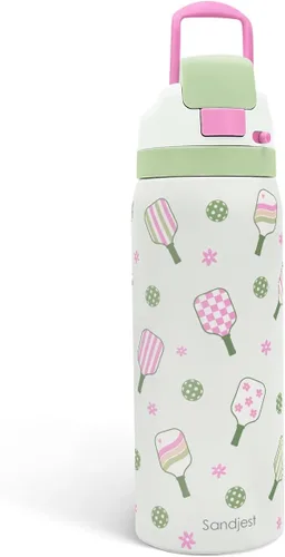 Vista 22 de Botella de agua aislada de acero inoxidable SANDJEST con pajita para deportes y viajes, la mejor tía de siempre, 946ml, regalos para mujeres, día