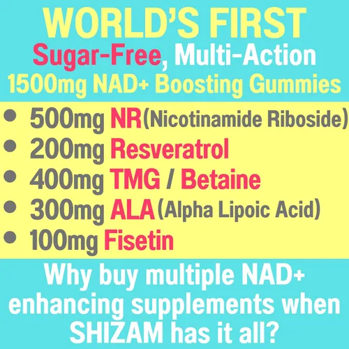 Vista 2 de Gomitas sin azúcar de 1500 mg NAD+ NAD + Plus NR TMG ALA Trans-Resveratrol Fisetina Suplementos Nicotinamida ribósido trimetilglicina ácido alfa