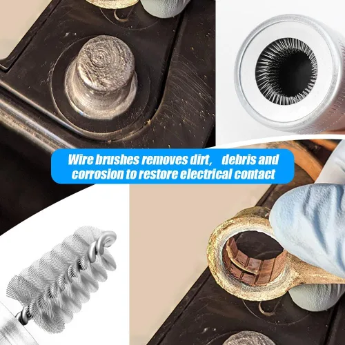 Vista 4 de Cepillo de batería, limpiador de cables de batería, cepillos de corrosión de suciedad, arandelas anticorrosión para terminales de batería Style-1
