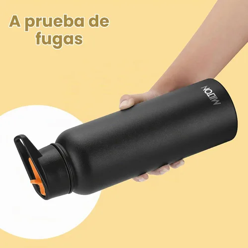 Vista 6 de Milton Botella de agua aislada de 40 onzas con 4 tapas a prueba de fugas, termo aislado al vacío de doble pared de acero inoxidable, 12 horas