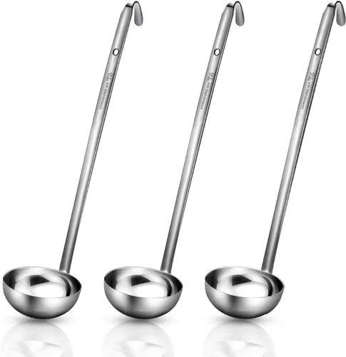 Vista 12 de meekoo 1 Pieza Cucharón de Acero Inoxidable para Sopa con Mango Cucharón con Borde Vertedor para Cocina Cocinando Sopa Salsa (1 oz)