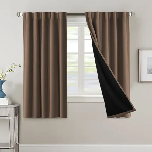 Vista 107 de H.VERSAILTEX Cortinas 100% opacas para dormitorio con forro negro, cortinas de oscurecimiento de habitación completa, con aislamiento térmico