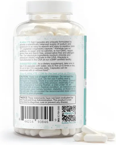 Vista 9 de Cápsulas de sal de electrolitos tamponados, 300 cápsulas de tamaño de valor, suplemento dietético de sodio y potasio