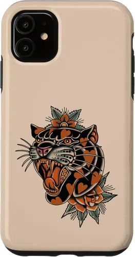 Vista 8 de American Traditional Panther with Hearts Old School Tattoo Case para iPhone 17
