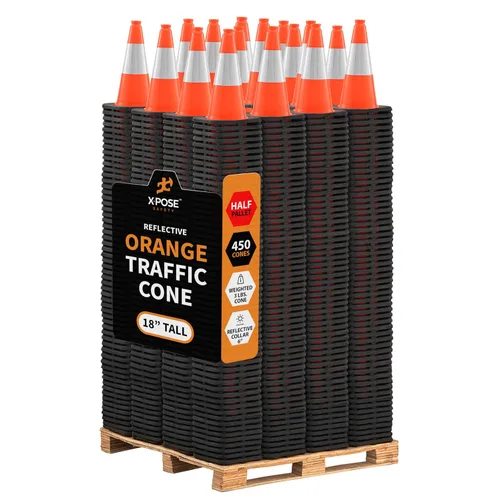 Vista 11 de Xpose Safety Conos de tráfico naranjas de 12 pulgadas con collar de 4 pulgadas, paquete de 4 conos de seguridad de plástico PVC multiusos
