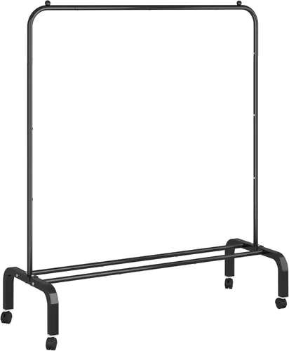 Vista 10 de Perchero de metal con estante inferior para colgar ropa, camisas, jeans y abrigos, color negro