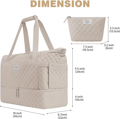 Vista 5 de Bolsos Weekender para mujer, Caqui, Bolsa de viaje