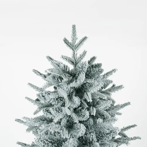 Vista 3 de Árbol de Navidad nevado flocado, árbol artificial blanco de 7 pies con 1100 ramas de PVC ecológicas, ideal para decorar el hogar, oficina, tiendas
