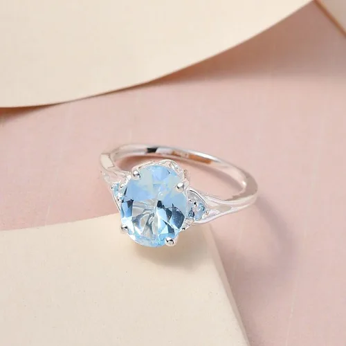 Vista 5 de Compra hermosos anillos de compromiso LC para mujer, piedra de topacio azul, plata de ley 925, piedra natal de amor, Metal, Topacio