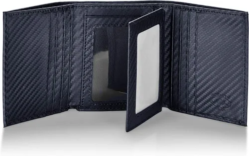 Vista 12 de Stealth Mode cartera de cuero RFID plegable para hombres con soporte para identificación abatible, Negro, Talla única