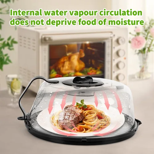 Vista 4 de Cubierta para salpicaduras de microondas, cubierta de microondas con vaporizador de agua, cubiertas de plato de 10 pulgadas con mango integrado