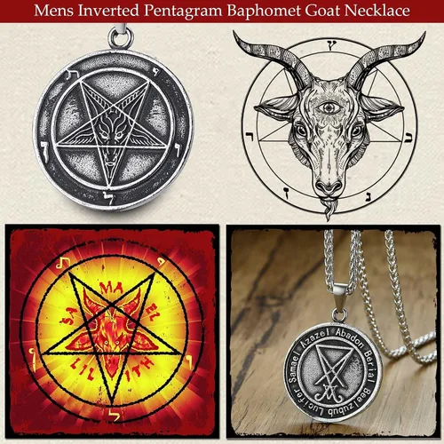 Vista 2 de Collar de acero inoxidable de la iglesia de Satanás para hombre Acero inoxidable No es una piedra preciosa